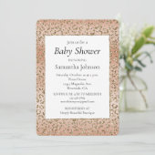 Cremefarbener Pfirsich Glitter Gold Leoparden Druc Einladung (Stehend Vorderseite)