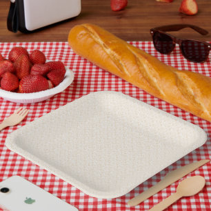 Cremefarbener Stoff mit subtiler, wiederholender, Pappteller