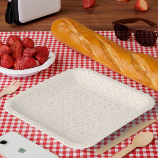 Cremefarbener Stoff mit subtiler, wiederholender,  Pappteller (Picknick)
