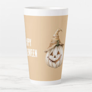 Cremefarbener Tan-Hut Kürbis Halloween Milchtasse