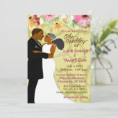 cremefarbenes Afroamerikanisches Paar Hochzeit Einladung (Stehend Vorderseite)