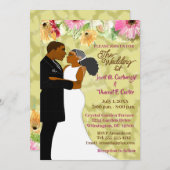 cremefarbenes Afroamerikanisches Paar Hochzeit Einladung (Vorne/Hinten)
