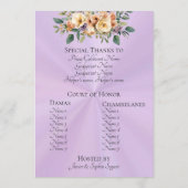 Cremefarbenes Florales Quinceanera-Programm - Lave Programm (Rückseite)