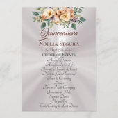 Cremefarbenes Florales Quinceanera-Programm - Perl Programm (Vorderseite)
