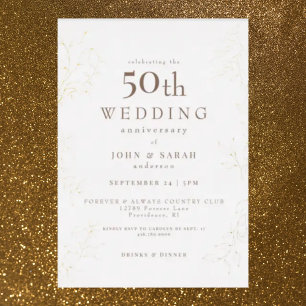 Cremefarbenes Gold zur 50. Hochzeitstag-Jubiläum Folieneinladung