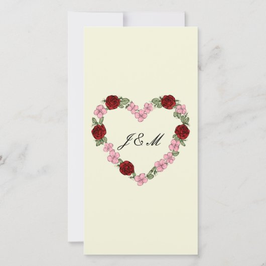 Cremefarbenes Hochzeitsprogramm - Florales Herz (Rückseite)