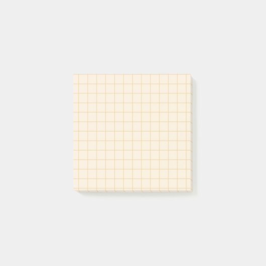 Cremefarbenes Karomuster Soft Grid Design Büro Post-it Klebezettel (Vorderseite)