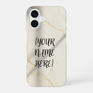 Cremefarbenes Marmor-Monogramm Slim Fit iPhone 16 Hülle