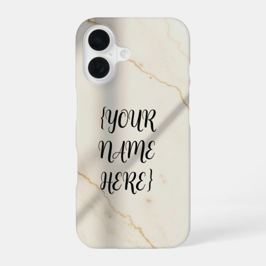 Cremefarbenes Marmor-Monogramm Slim Fit iPhone 16 Hülle (Rückseite)
