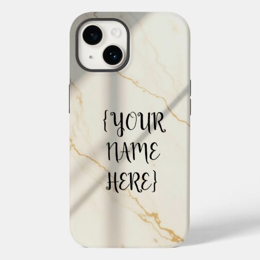 Cremefarbenes Marmor-Monogramm-Tough-Style-iPhone- Case-Mate iPhone Hülle (Rückseite)