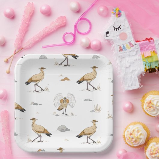 Cremefarbenes Vogelmotiv Pappteller (Party)