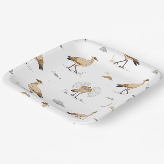 Cremefarbenes Vogelmotiv Pappteller (Gewinkelt)