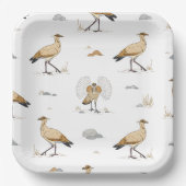 Cremefarbenes Vogelmotiv Pappteller (Vorderseite)