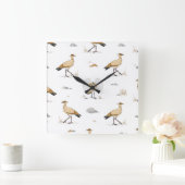 Cremefarbenes Vogelmotiv Quadratische Wanduhr (Zuhause)