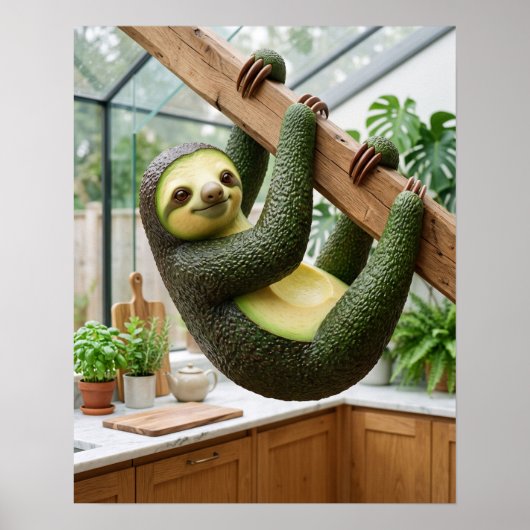 Cremefaulter Avocado-Faultier Poster (Vorne)