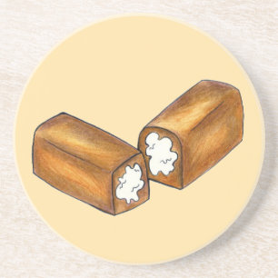 Cremegefüllte Snack Cake Junk Food Junkie Süßigkei Getränkeuntersetzer