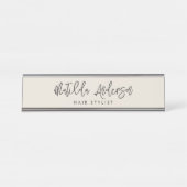 Cremegrau, modern, minimalistisch und elegant schreibtischnamensplakette (Vorderseite )