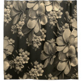 cremegraue schwarze Blume blüht Duschvorhang (Vorderseite)