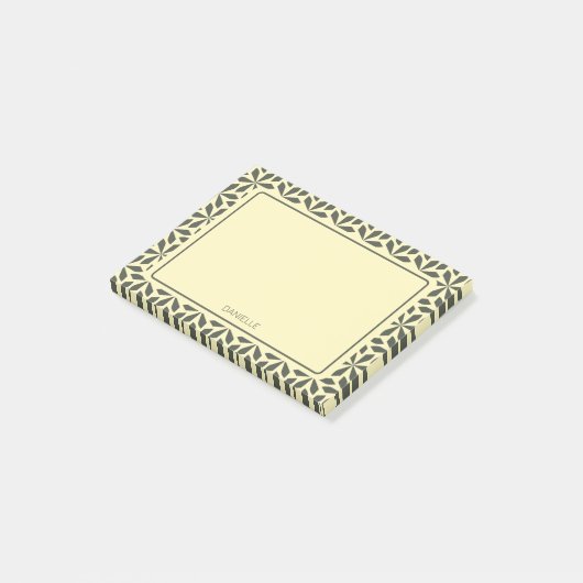 cremegraues Blumenmotiv Post-it Klebezettel (angewinkelt)