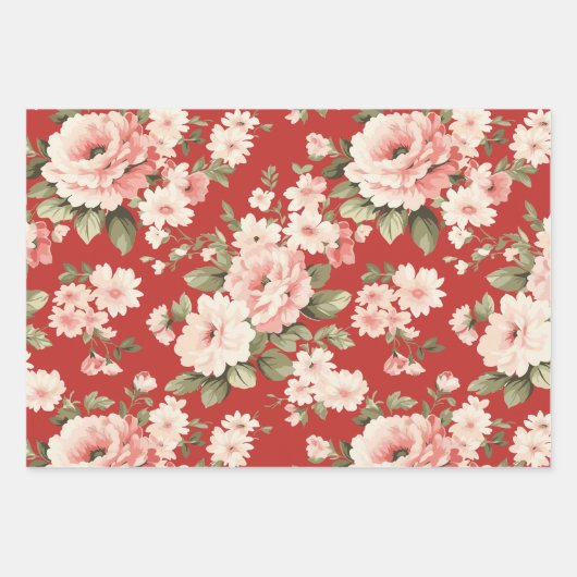 Cremepastellfarben Rose rot, blau und hellblau Geschenkpapier Set (Vorderseite 3)