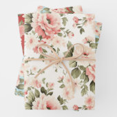 Cremepastellfarben Rose rot, blau und hellblau Geschenkpapier Set (Beispiel)