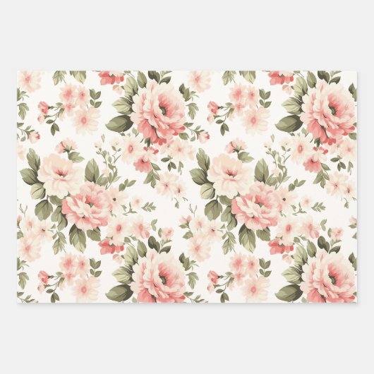 Cremepastellfarben Rose rot, blau und hellblau Geschenkpapier Set (Vorderseite)