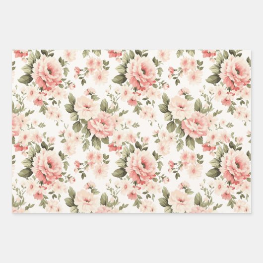 Cremepastellfarben Rose rot, grün und leicht Geschenkpapier Set (Vorderseite)