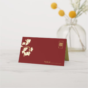 Cremepfirsich/Pflaumenblüten Doppelglückliche Hoch Platzkarte