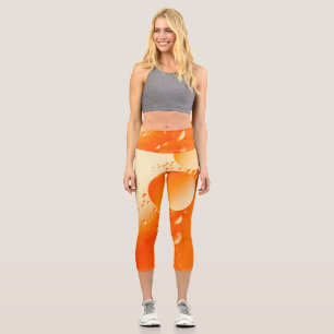 Cremes orangefarbenes, kreisförmiges abstraktes De Capri Leggings