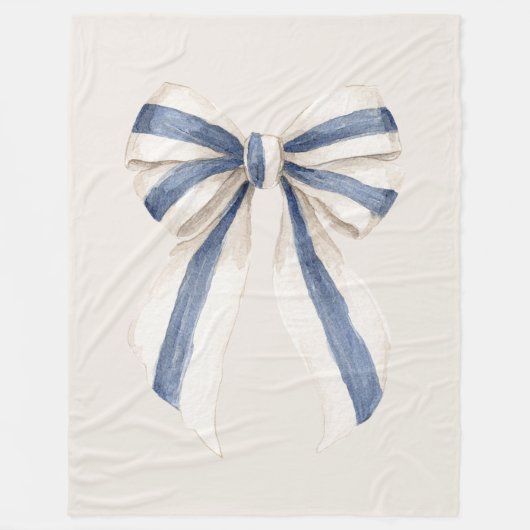 Cremeweiß Blaue Streifen Schleife Fleecedecke (Vorderseite)