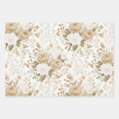 Cremeweiß Boho Blumen Hochzeitsdusche Geschenkpapier Set (Vorderseite 2)