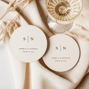 Cremeweiß und Braun Minimalistisch und Chic   Hoch Runder Pappuntersetzer
