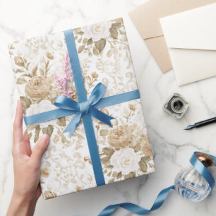Cremeweiße bohemianische Blumen-Brautparty Geschenkpapier