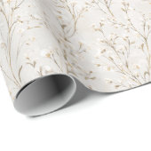 Cremeweiße Florale Hochzeitsdusche Geschenkpapier (Rolleneckpunkt)