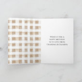 Cremeweiße Karierte Streifen Blumen Pferd Geburtst Karte (Innenseite)