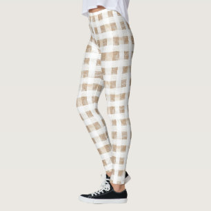 Cremeweiße Karopfeifen Leggings