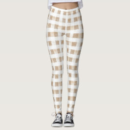 Cremeweiße Karopfeifen Leggings