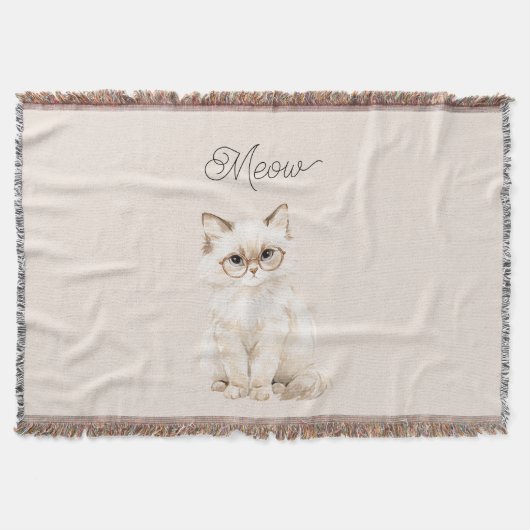 Cremeweiße Katzenbrille Decke (Vorderseite)