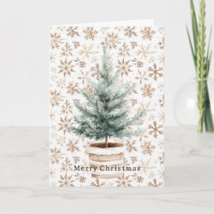 Cremeweiße Schneeflocken-Christbaum Karte