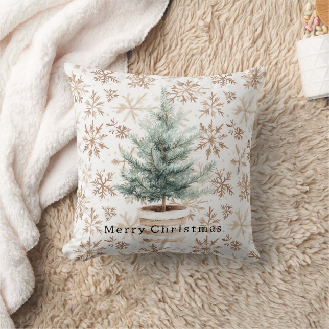 Cremeweiße Schneeflocken-Christbaum  Kissen (Decke)