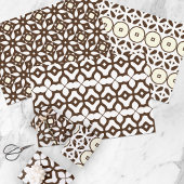 Cremeweiße und braune marokkanische Mosaikmuster Geschenkpapier Set