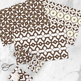 Cremeweiße und braune marokkanische Mosaikmuster Geschenkpapier Set