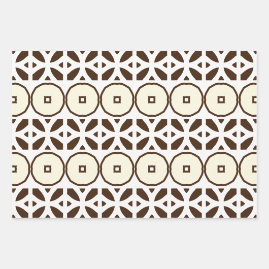 Cremeweiße und braune marokkanische Mosaikmuster Geschenkpapier Set (Vorderseite 3)