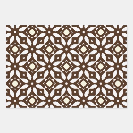 Cremeweiße und braune marokkanische Mosaikmuster Geschenkpapier Set (Vorderseite 2)
