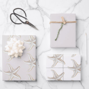 Cremeweißer Gold-Seestern-Strand-Brautjungfernpart Geschenkpapier Set