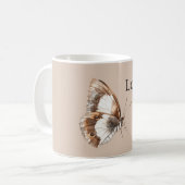 Cremeweißer Schmetterling Kaffeetasse (Vorderseite Links)