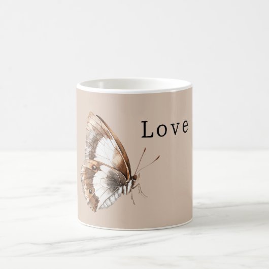 Cremeweißer Schmetterling Kaffeetasse (Mittel)