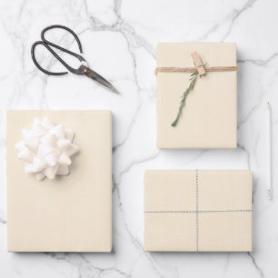Cremeweißer Stofflook Geschenkpapier Set