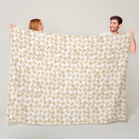Cremeweißes falsches Korbgeflecht  Fleecedecke (Beispiel)