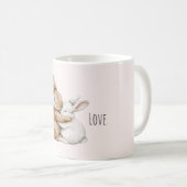 Cremeweißes Häschen Liebe Kaffeetasse (VorderseiteRechts)